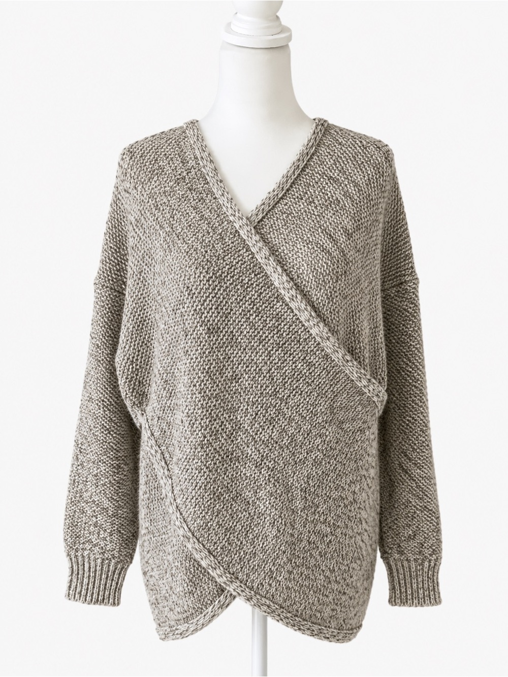 Quinn Heather Gray V-Neck Wrap Sweater
